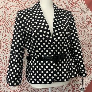 TAHARI size 8 medium petite women’s blazer, Jacket, black white polka dot